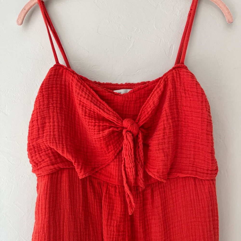 ANTHROPOLOGIE SATURDAY SUNDAY ISABEL TIE FRONT ORANGE JUMPSUIT MP M P - Picture 3 of 4